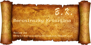 Bercsinszky Krisztina névjegykártya